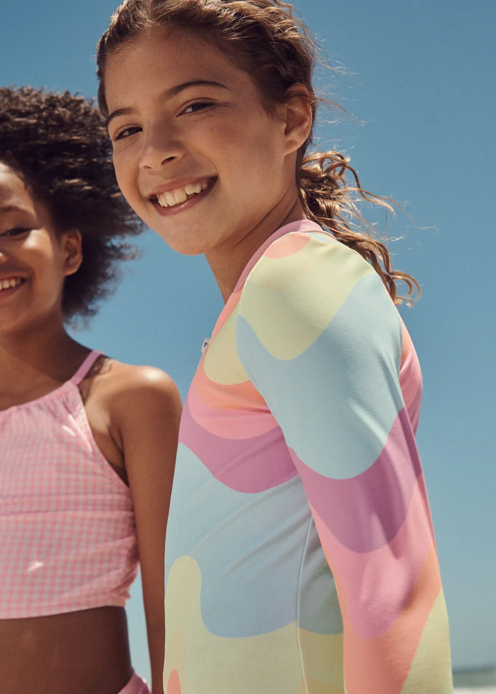 Girls Multicoloured Wave Long Sleeve Swimsuit (1-7yrs) - 1-1.5 Yrs Image 3
