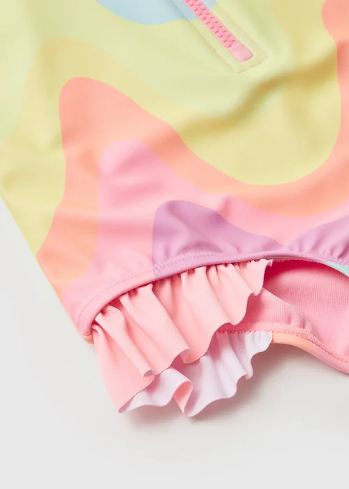 Girls Multicoloured Wave Long Sleeve Swimsuit (1-7yrs) - 1-1.5 Yrs Image 2