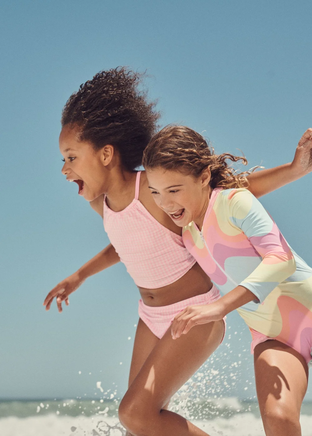 Girls Multicoloured Wave Long Sleeve Swimsuit (1-7yrs) - 1-1.5 Yrs Image 4