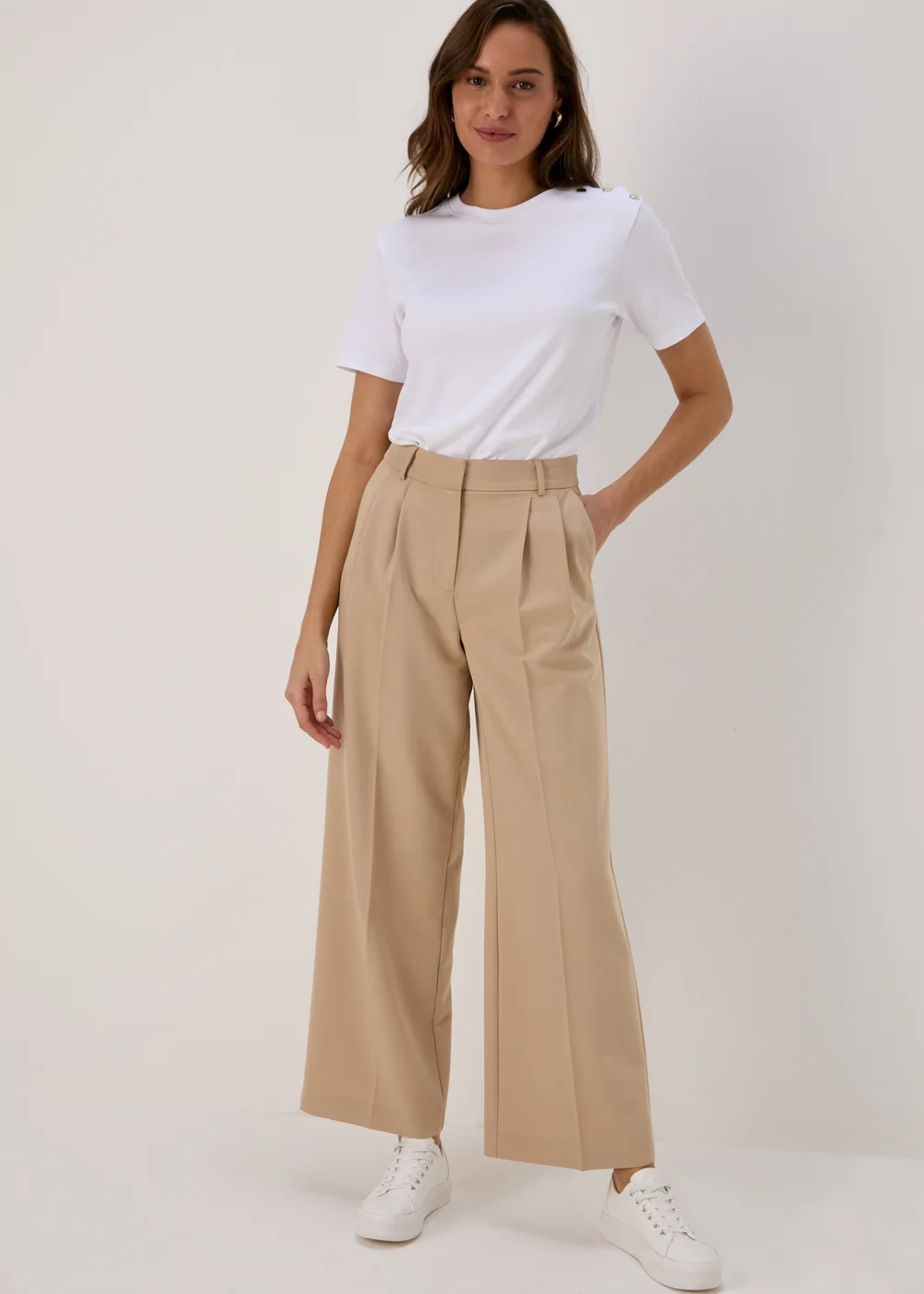 Et Vous Beige Wide Leg Suit Trousers - 8 Image 5