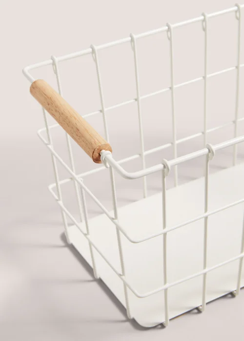 Kitchen Co White Large Metal Basket Image 2