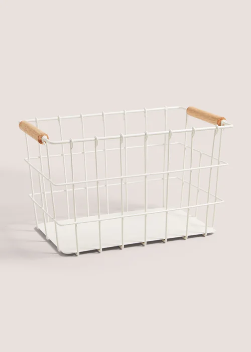 Kitchen Co White Large Metal Basket Image 1