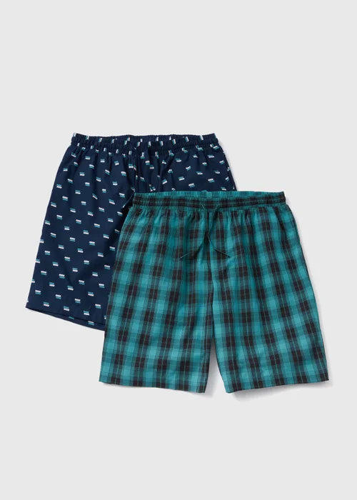 Check & Navy Print 2PK Shorts - Small Image 1