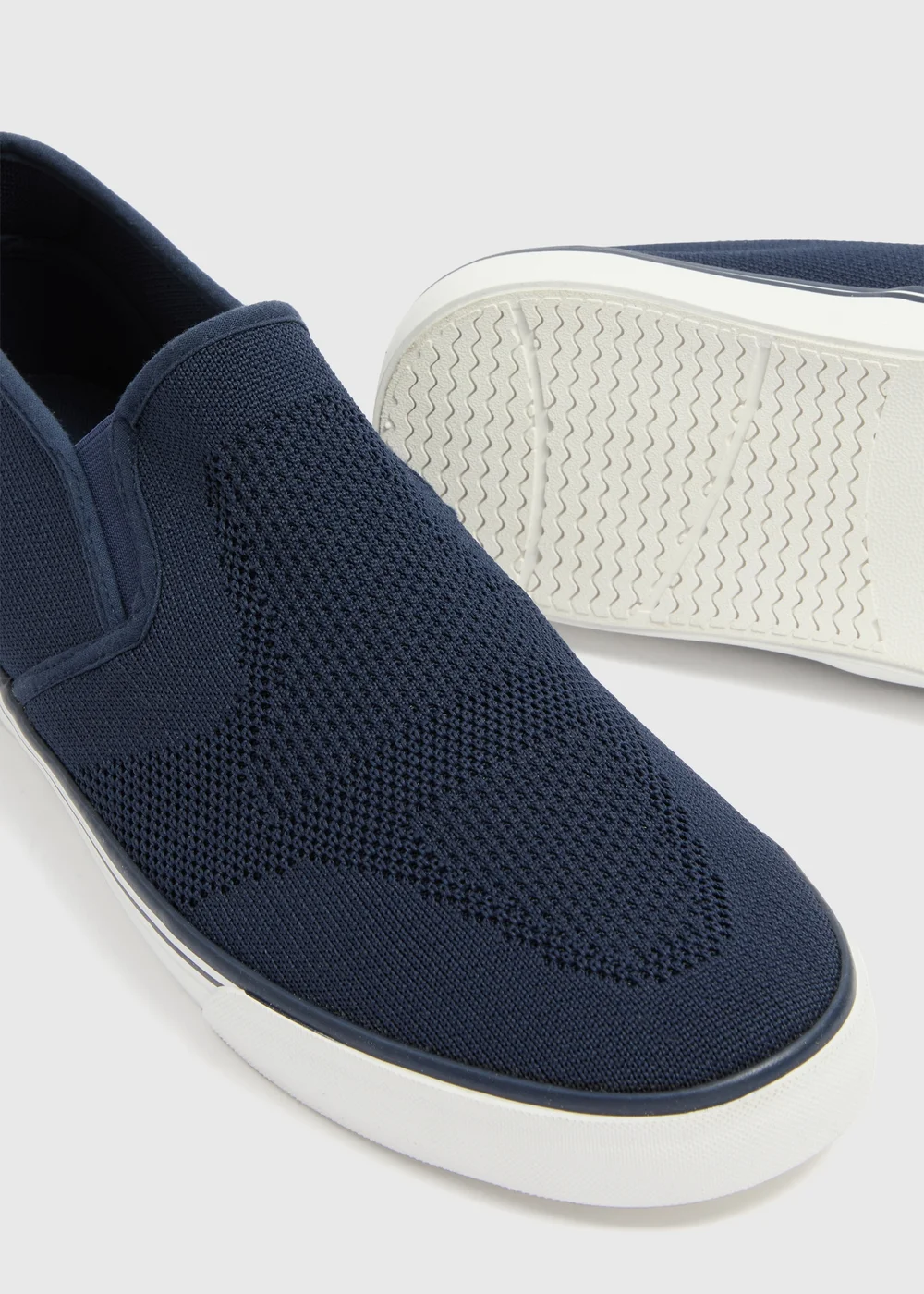 Navy Textured Slip On Pump Shoes - Size 6 Image 2
