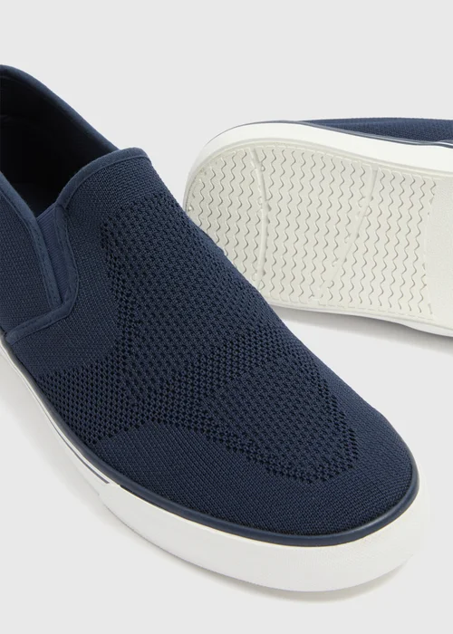 Navy Textured Slip On Pump Shoes - Size 6 Image 2