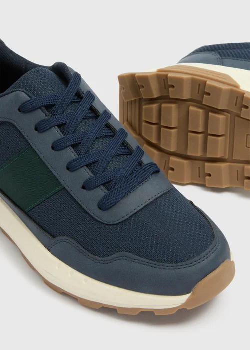 Navy Retro Stripe Trainers - Size 6 Image 2