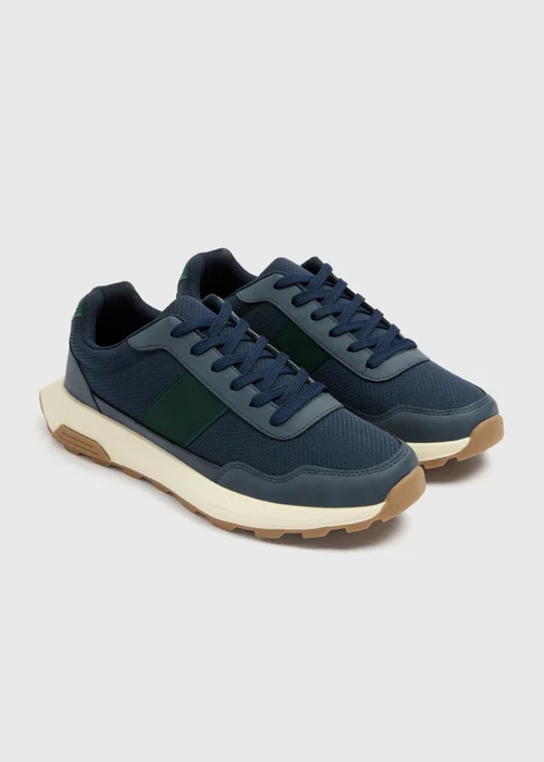 Navy Retro Stripe Trainers - Size 6 Image 1