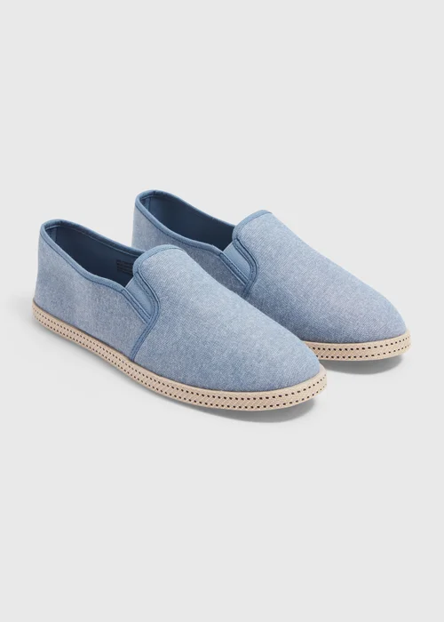 Blue Chambray Textured Espadrille - Size 6 Image 1