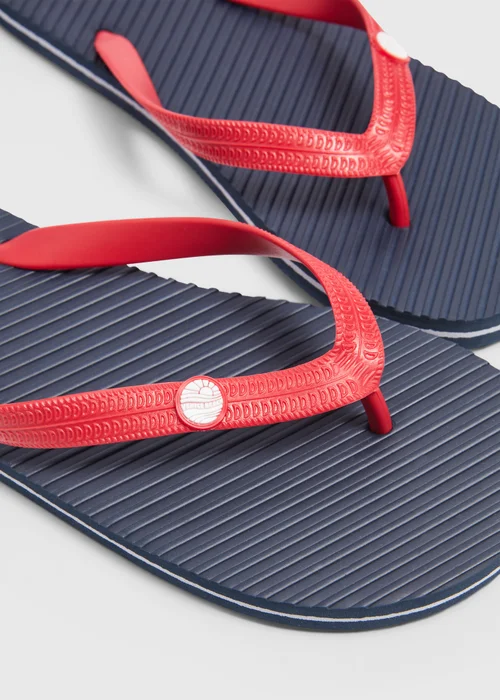 Navy Stripe Textured Flip Flop - Size 6 Image 2