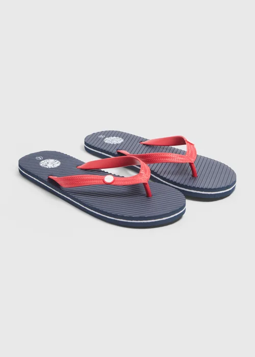 Navy Stripe Textured Flip Flop - Size 6 Image 1