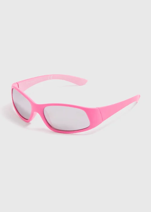 Girls Pink Sports Wrap Sunglasses - One Size Image 1