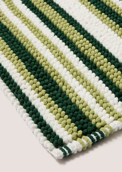 Green Chenille Stripe Bath Mat Image 2