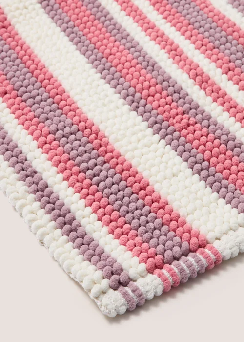 Lilac Chenille Stripe Bath Mat Image 2