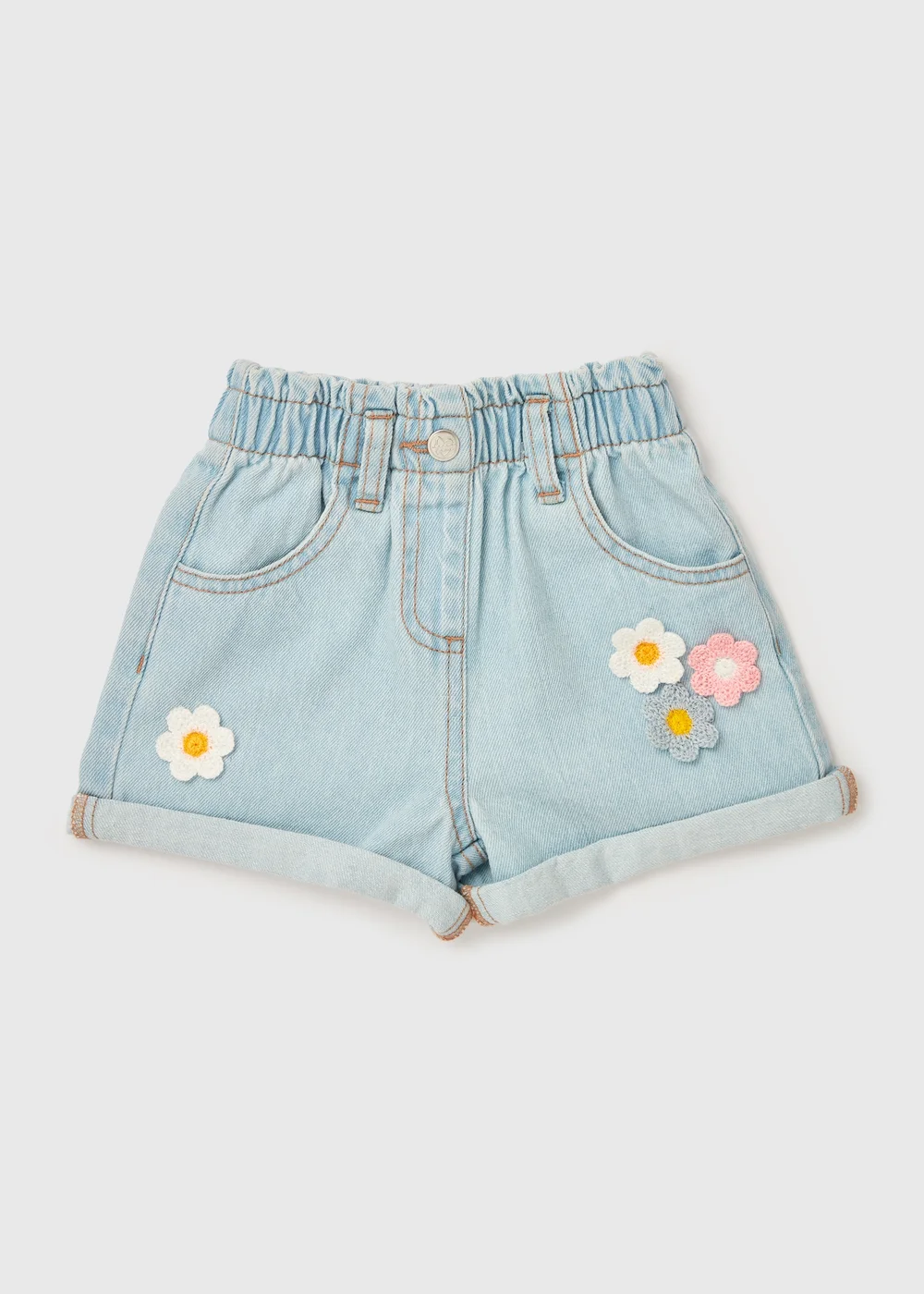 Girls Blue Denim Floral Shorts (1-7yrs) - Age 2 - 3 Years Image 1