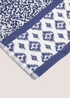 100% Cotton Blue Indigo Kilim Border Towel - Hand Towel Image 2