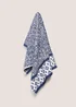 100% Cotton Blue Indigo Kilim Border Towel - Hand Towel Image 1