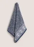 100% Cotton Blue Indigo Shell Border Towel - Hand Towel Image 1
