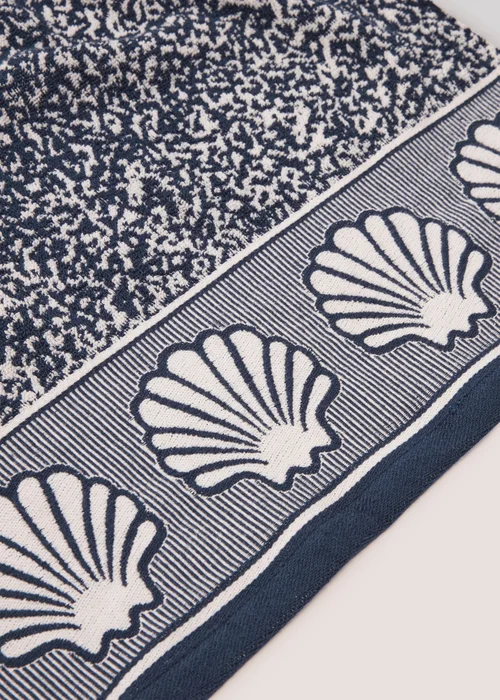 100% Cotton Blue Indigo Shell Border Towel - Hand Towel Image 2