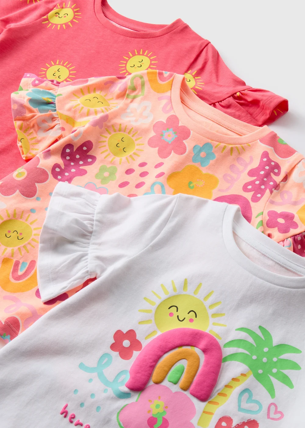 Girls 3 Pack Pink Summer Print T-Shirts (1-7yrs) - 2-3 Yrs Image 2