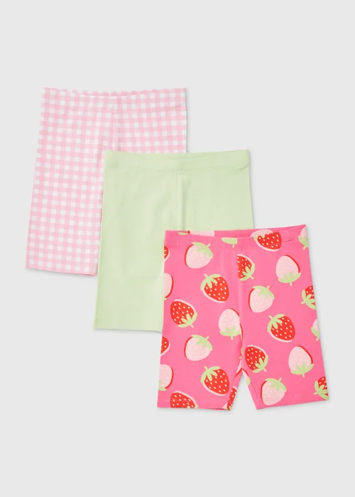 Girls 3 Pack Fruit Salad Cycling Shorts (1-7yrs) - 1 to 1 half years Image 1