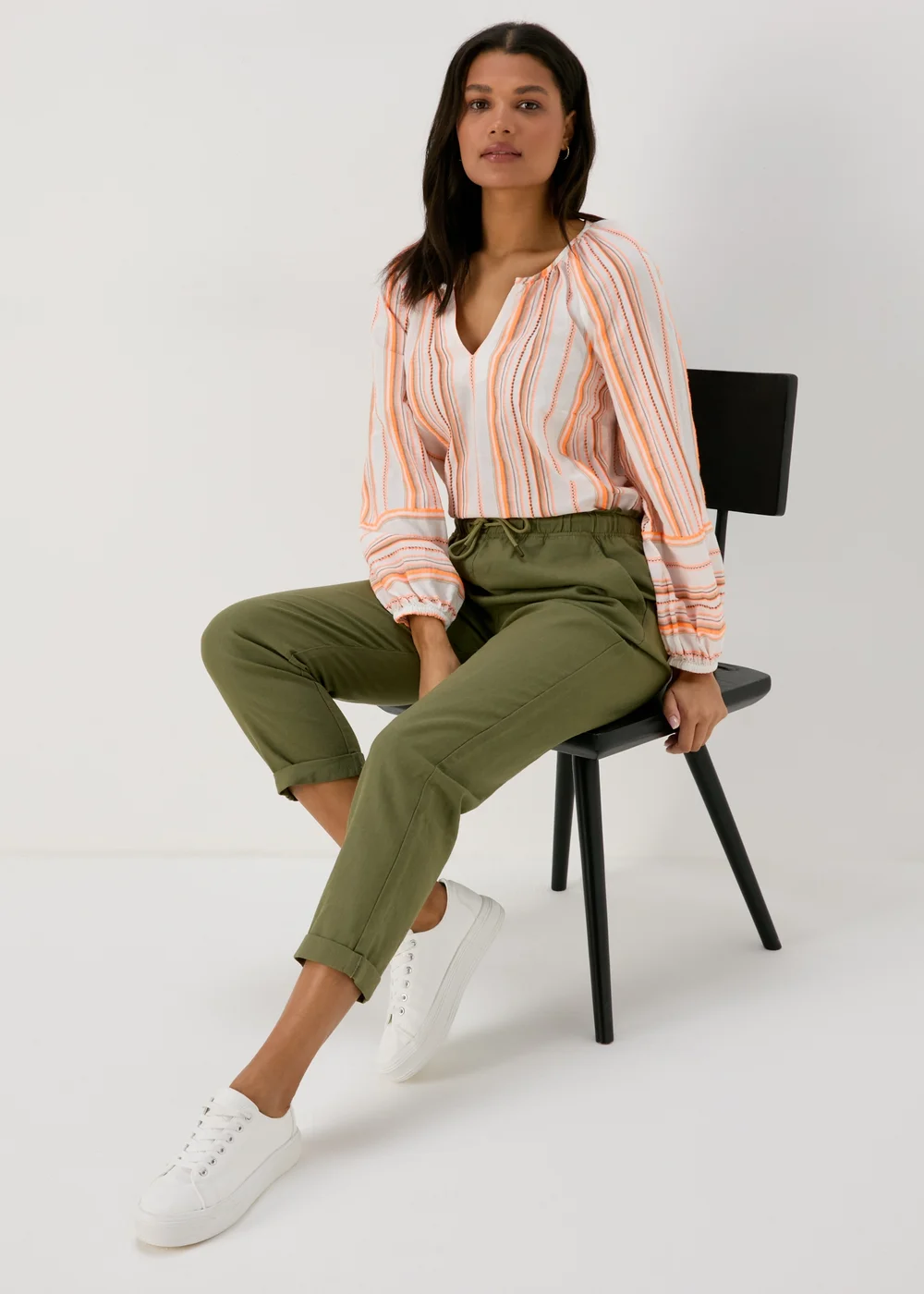 Orange Stripe Jacquard Blouse - 8 Image 4