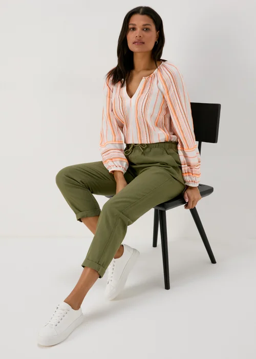 Orange Stripe Jacquard Blouse - 8 Image 4