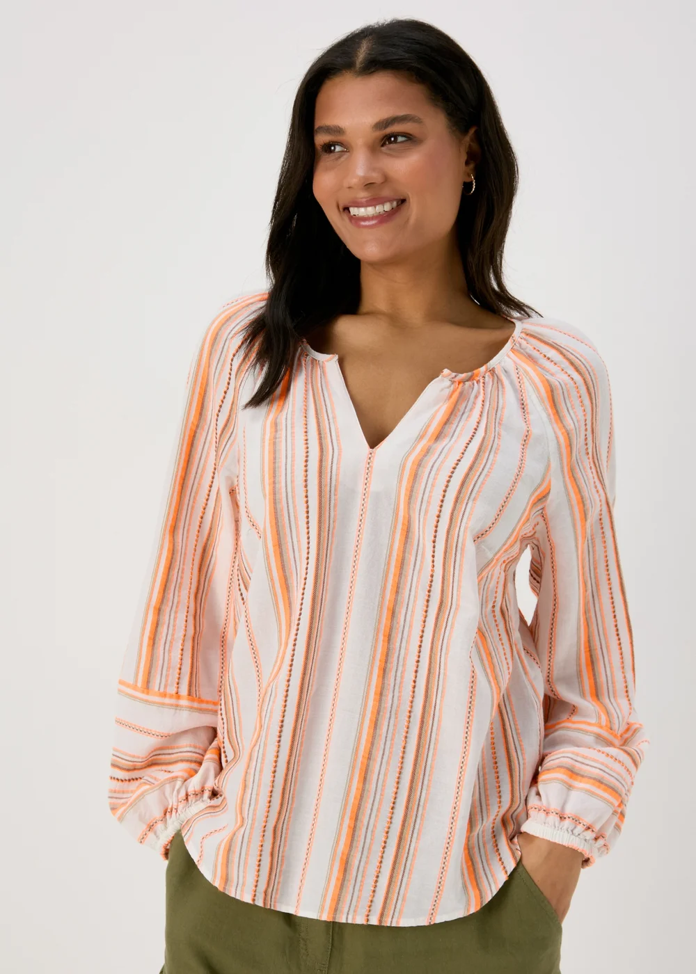 Orange Stripe Jacquard Blouse - 8 Image 1