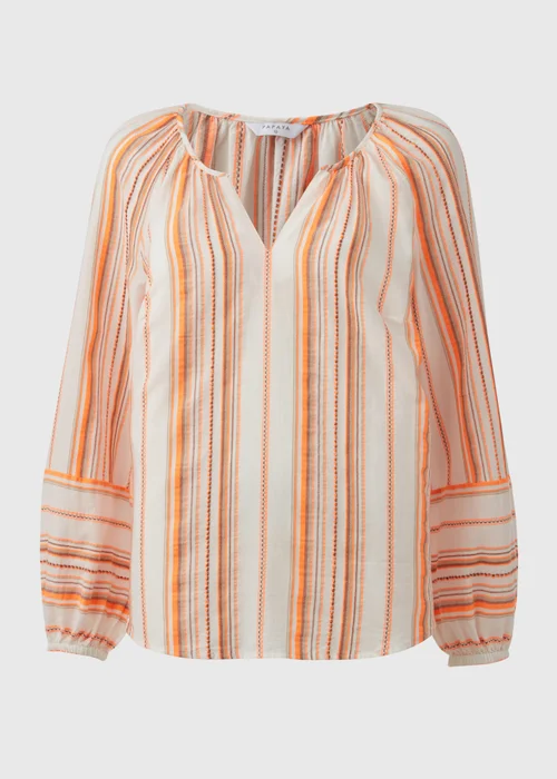 Orange Stripe Jacquard Blouse - 8 Image 5