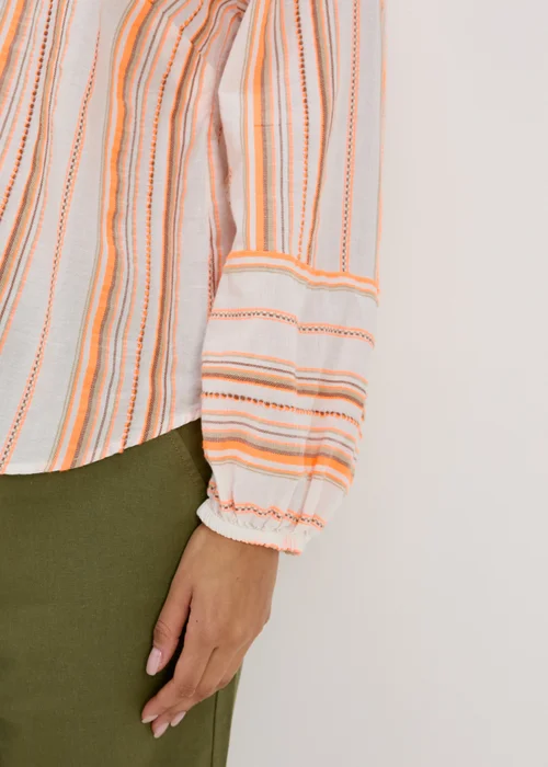 Orange Stripe Jacquard Blouse - 8 Image 3