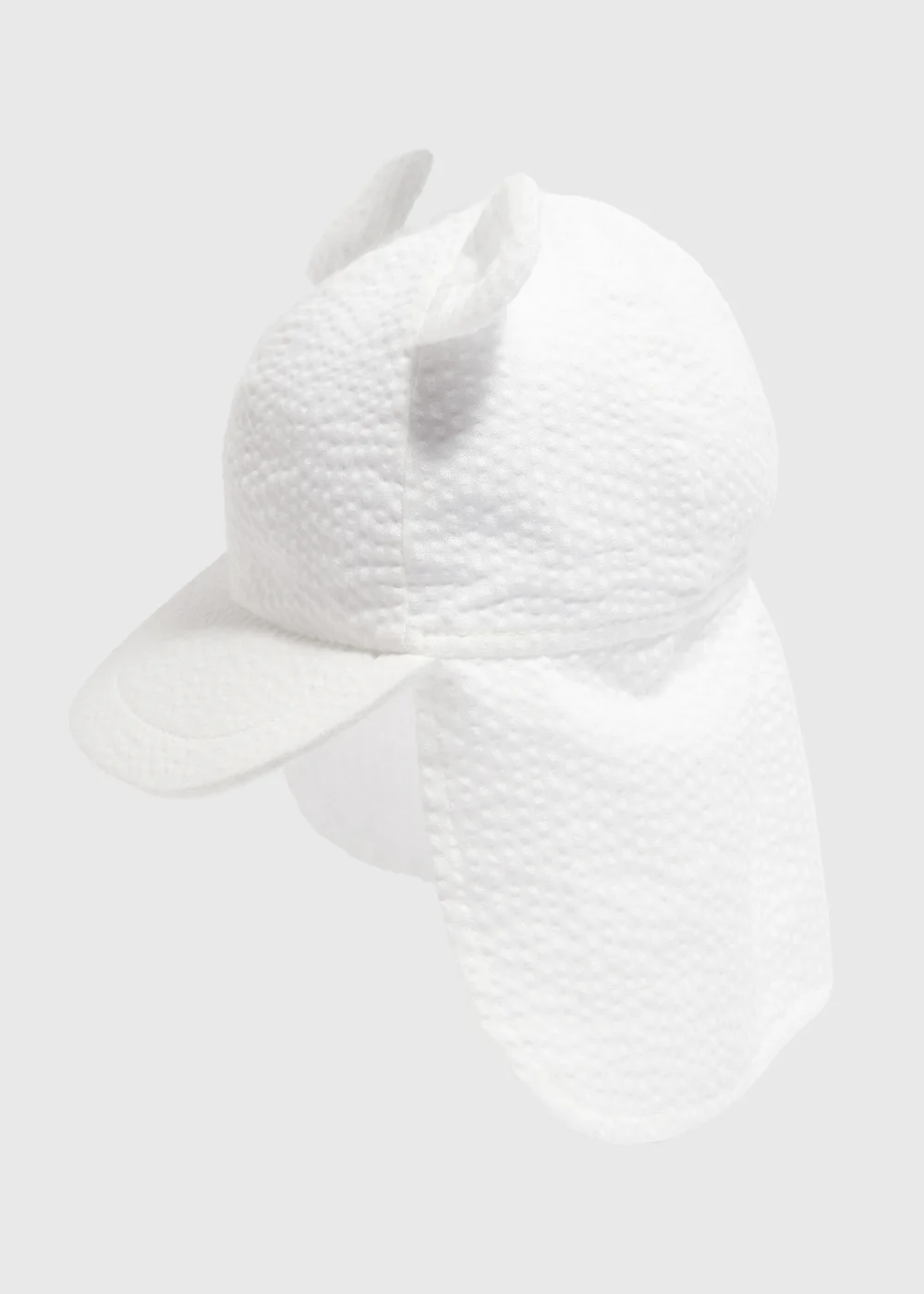 Baby White Seersucker Keppi Hat (Newborn-24mths) - 0-3 months Image 2