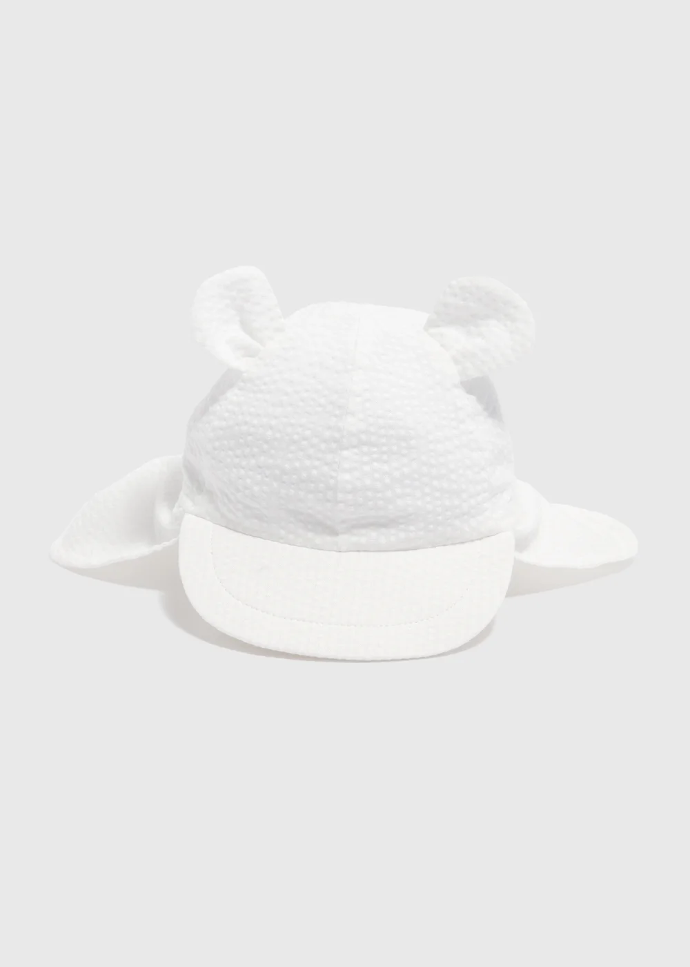 Baby White Seersucker Keppi Hat (Newborn-24mths) - 0-3 months Image 1