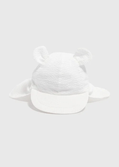 Baby White Seersucker Keppi Hat (Newborn-24mths) - 0-3 months Image 1