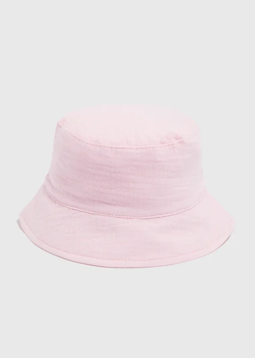 Baby Pink Crinkle Bucket Hat (Newborn-24mths) - 0-3 months Image 1
