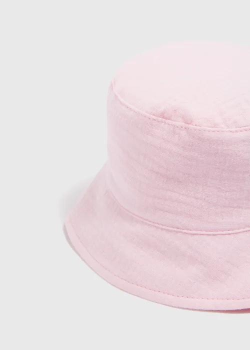 Baby Pink Crinkle Bucket Hat (Newborn-24mths) - 0-3 months Image 2