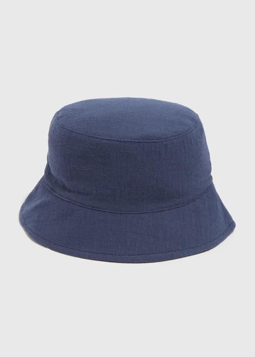 Baby Navy Crinkle Bucket Hat (Newborn-24mths) - 0-3 months Image 1