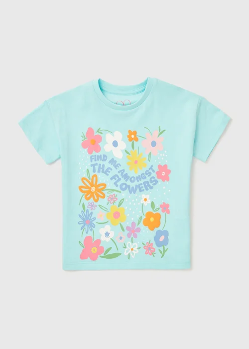 Girls Blue Flower T-Shirt (1-7yrs) - 1-1.5 Yrs Image 1
