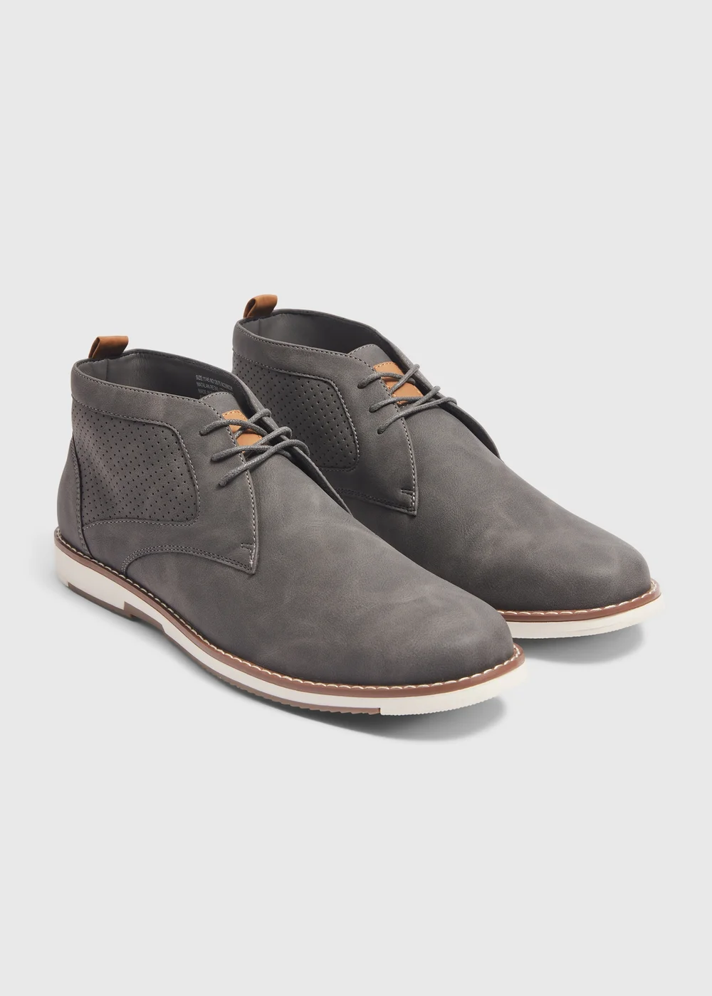 Grey PU Derby Boots - Size 6 Image 1