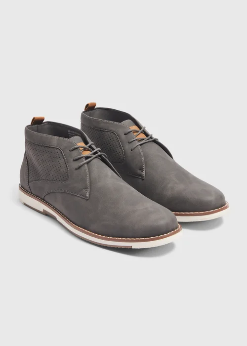 Grey PU Derby Boots - Size 6 Image 1