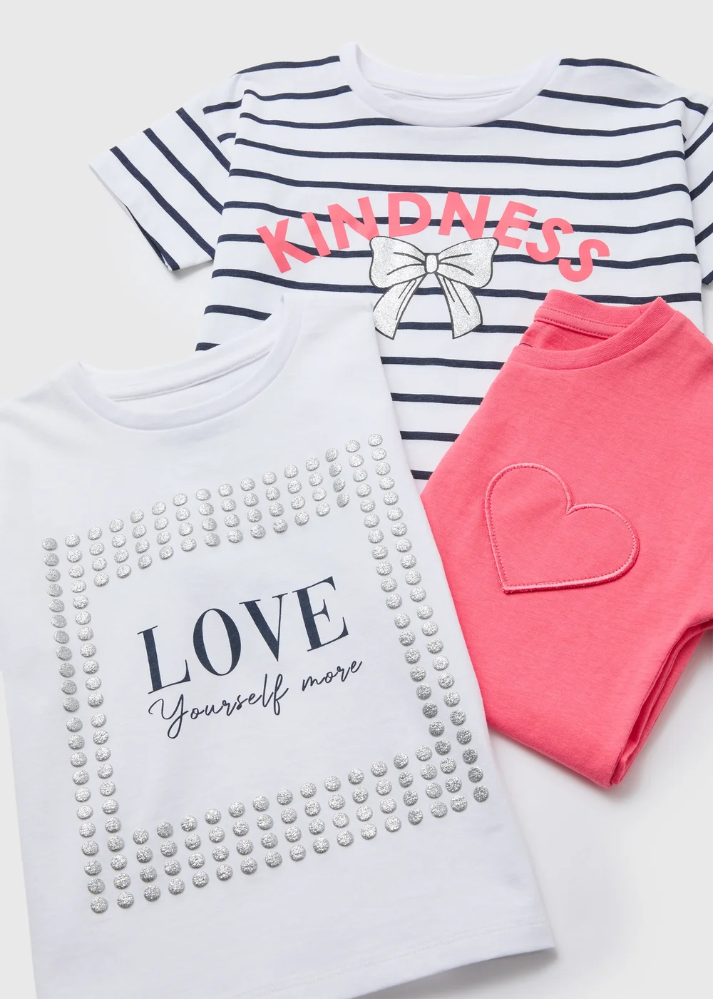 Girls 3 Pack Multicolour Stripe Sassy Print T-Shirts (1-7yrs) - 1 to 1 half years Image 2