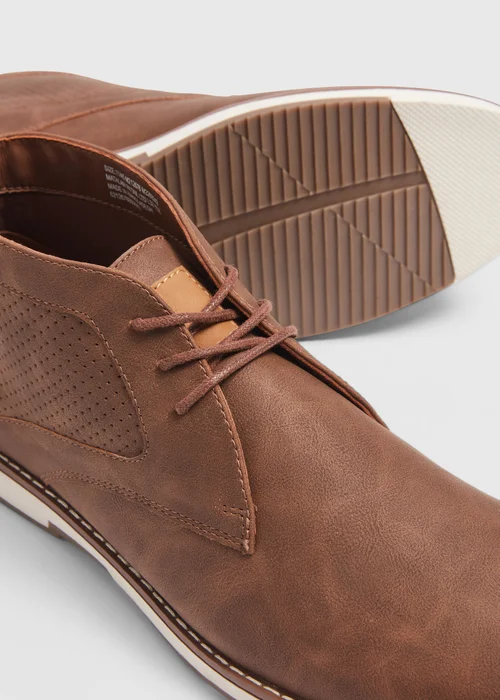 Tan PU Derby Boots - Size 6 Image 2