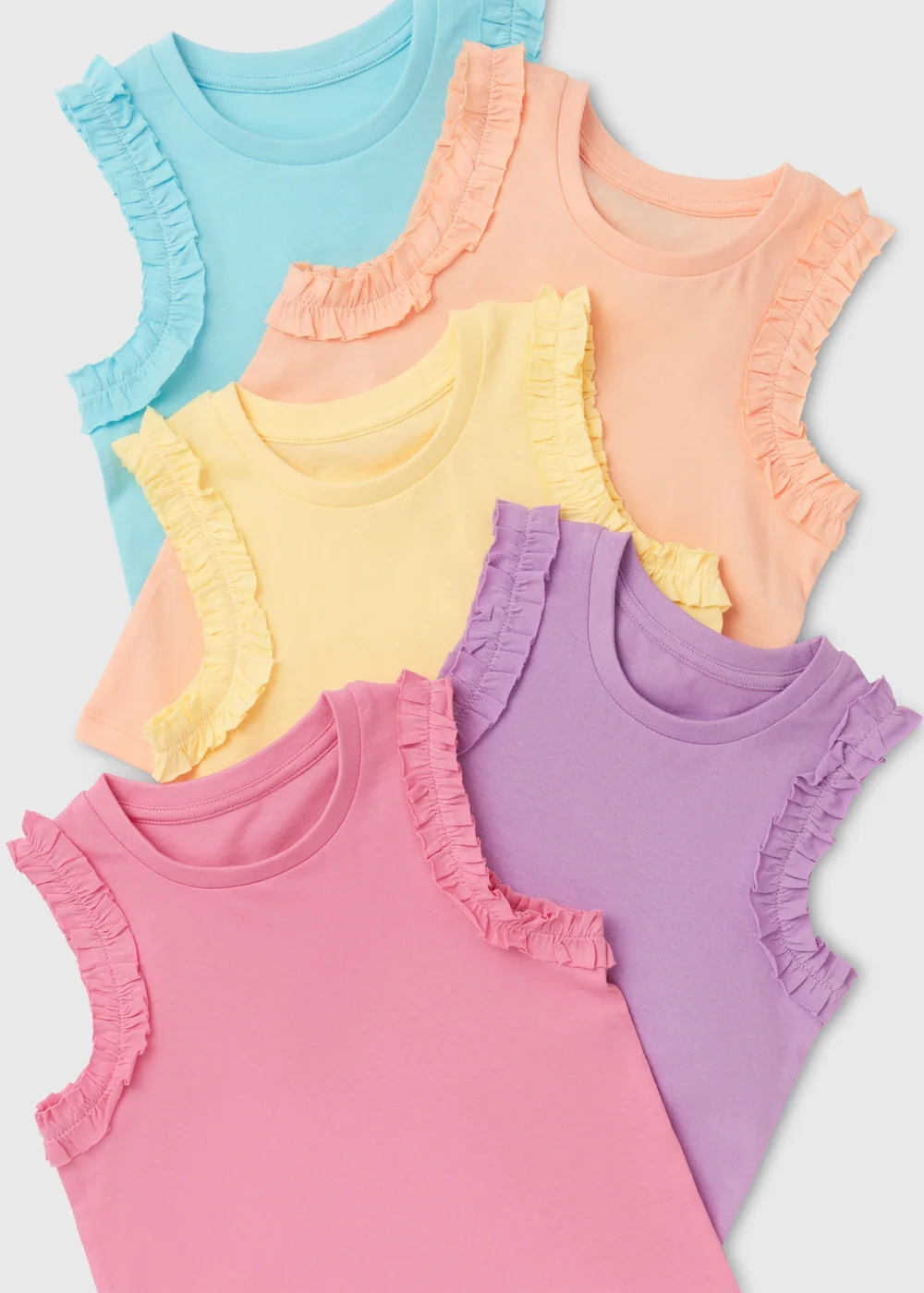 Girls 5 Pack Multicolour Frill Vests (1-7yrs) - 1-1.5 Yrs Image 2