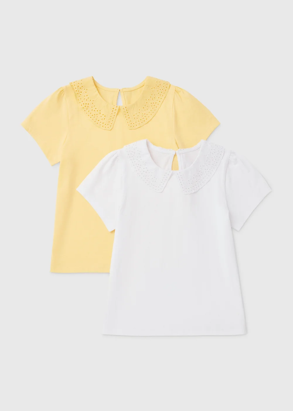 Girls 2 Pack White & Yellow Collar Tops (1-7yrs) - 2-3 Yrs Image 1