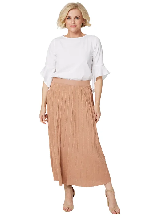Izabel London Rose Gold High Waist Pleated Knit Skirt - Size 8 Image 1