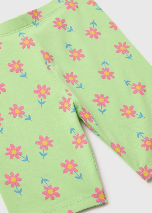Girls Green Floral Print Cycling Shorts (1-7yrs) - 1 half year to 2 Image 2