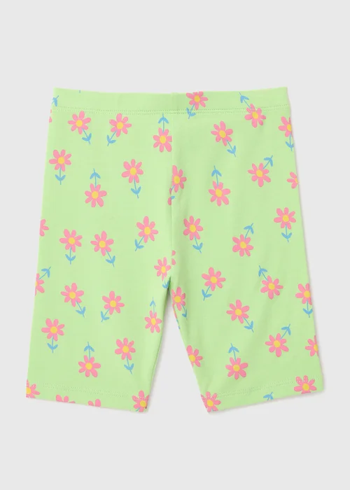 Girls Green Floral Print Cycling Shorts (1-7yrs) - 1 half year to 2 Image 1