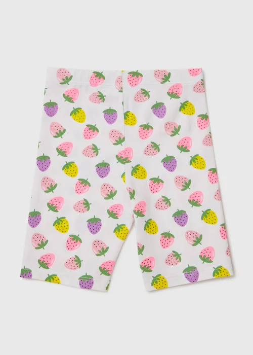 Girls White Strawberry Cycle Shorts (1-7yrs) - 1 half year to 2 Image 1