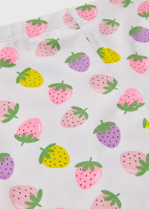 Girls White Strawberry Cycle Shorts (1-7yrs) - 1 half year to 2 Image 2