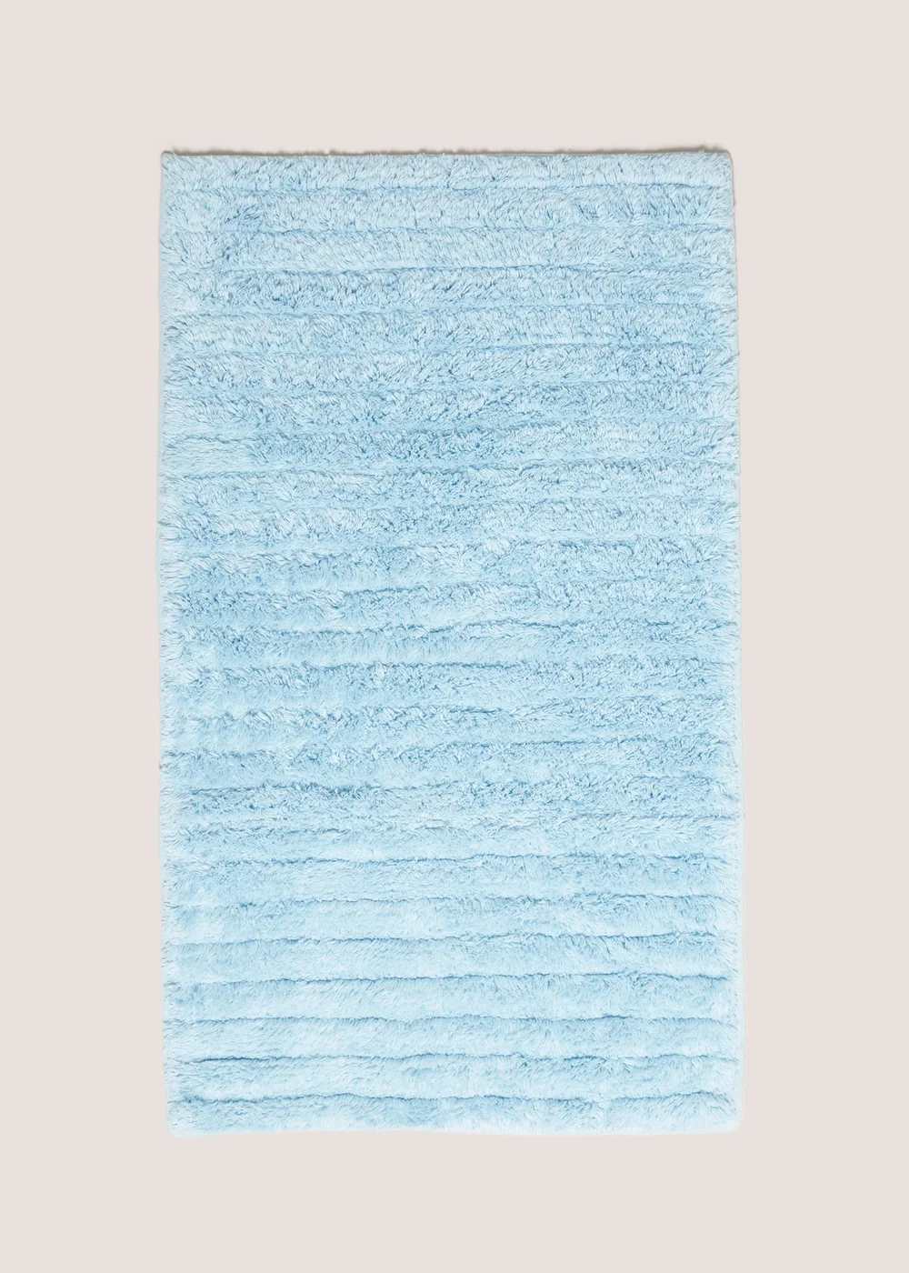 Blue Ribbed Cotton Bath Mat (40x25cm) Image 1