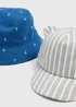 Baby 2 Pack Navy & Grey Nautical Hats (Newborn-24mths) - Age 0 - 3 Months Image 2