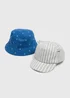 Baby 2 Pack Navy & Grey Nautical Hats (Newborn-24mths) - Age 0 - 3 Months Image 1